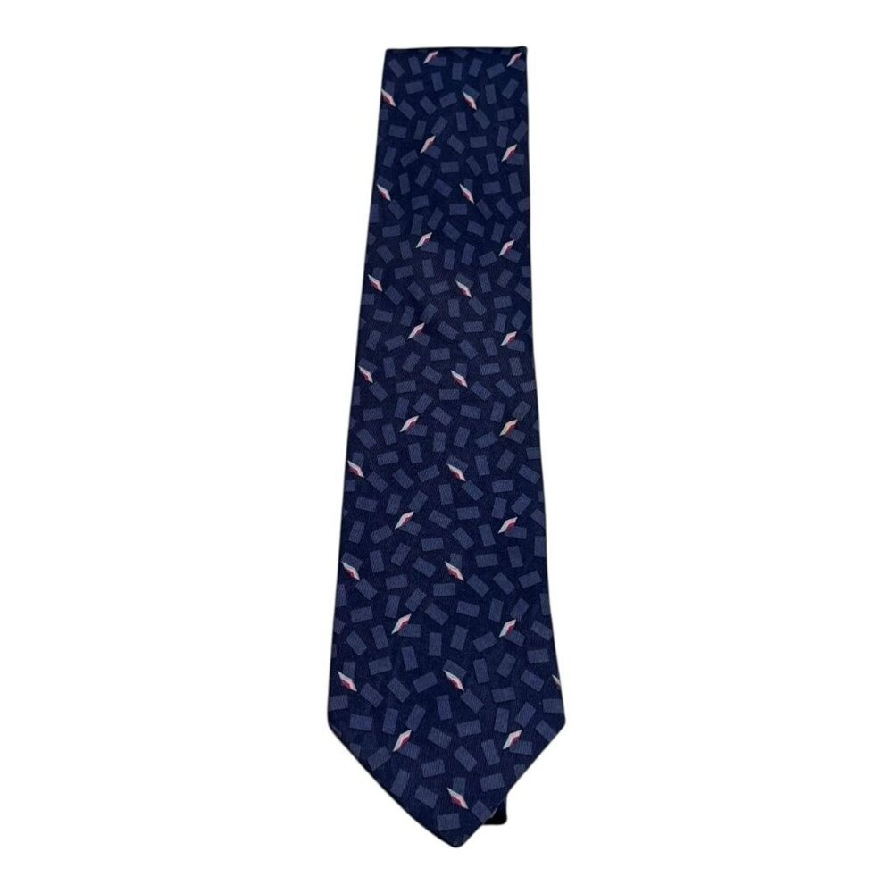 Givenchy Monsieur 100%‎ Silk Patterned Geometric Blue Men’s Tie 55x3.5